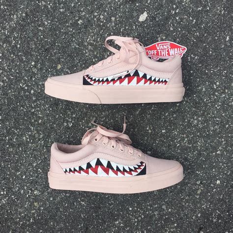 Mono Pink Sharktooth Custom Vans Old Skool | Me too shoes, Shoes, Painted shoes