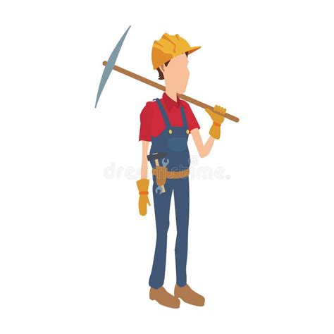 Cartoon Construction Worker Holding a Tool Icon, Colorful Design Stock ...