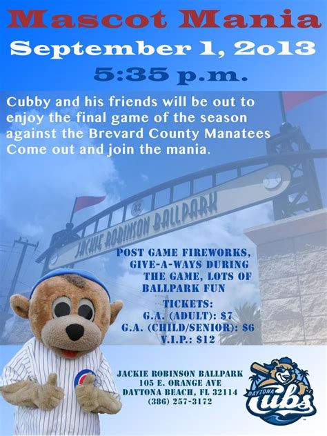 Daytona Cubs Presents Mascot Mania - Volusia County Moms