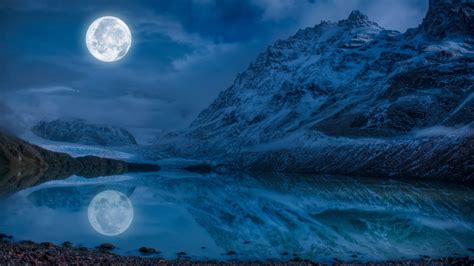 1920x1080 Full Moon Near Snowcap Mountain Laptop Full HD 1080P ,HD 4k Wallpapers,Images ...