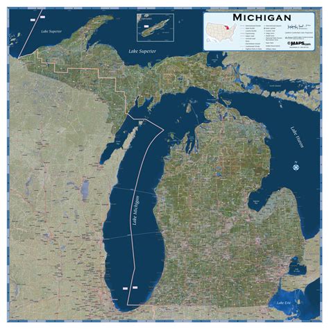 Michigan Satellite Wall Map