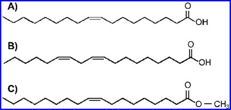 Molecular structure of (A) oleic acid (OA), (B) linoleic acid (LA), and... | Download Scientific ...