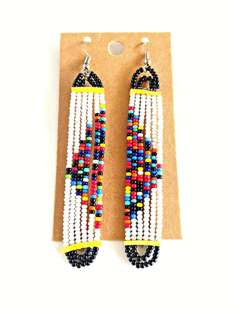 White Black African Bead Earrings | Afrocentric gifts, African beads, Handmade african