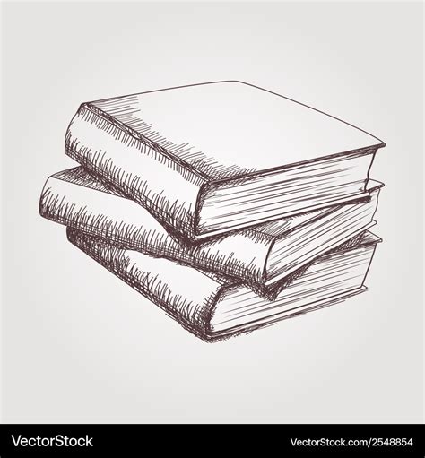 Sketch of books stack Royalty Free Vector Image