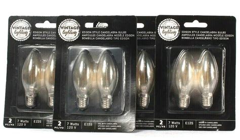 4 Packs Vintage Lighting 7W 120V E12S Edison Style Candelabra 2 Count Bulbs