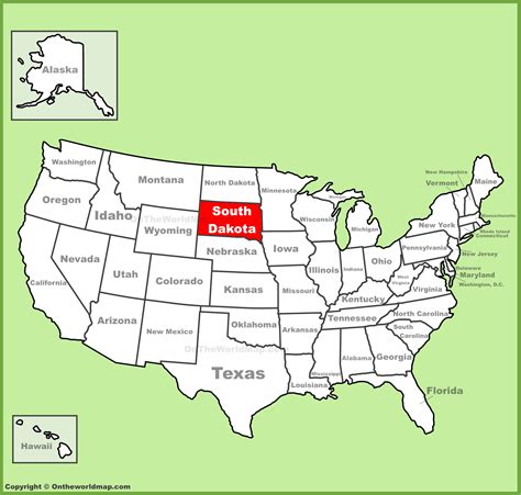 South Dakota location on the U.S. Map - Ontheworldmap.com