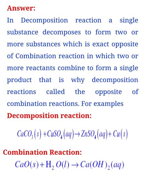 Why are decomposition reaction called the opposite to combination ...