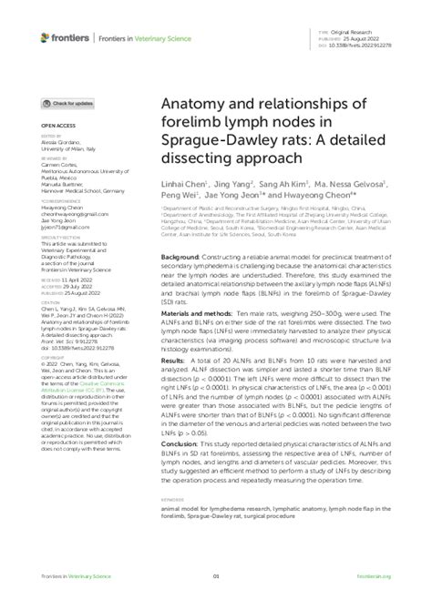 (PDF) Anatomy and relationships of forelimb lymph nodes in Sprague-Dawley rats: A detailed ...