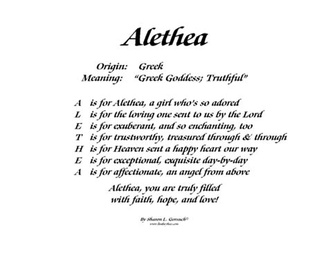 Meaning of Alethea - LindseyBoo