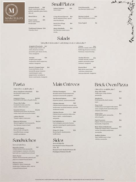 Our Menu - Marcello's Italian Eatery