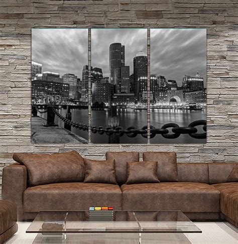 Black & White Boston Skyline Canvas | Holy Cow Canvas