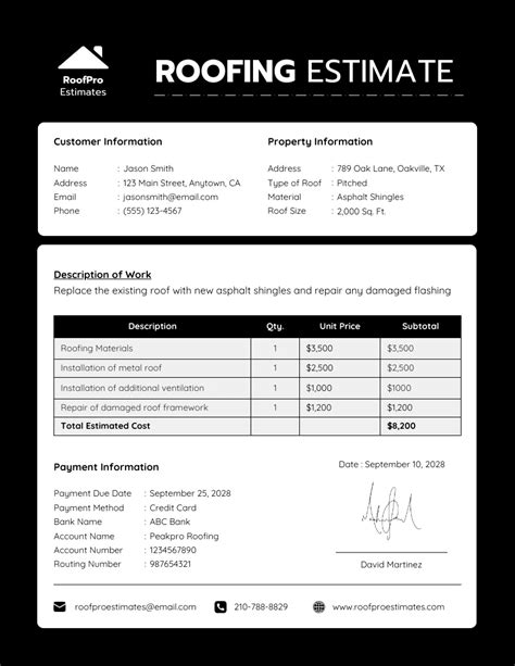 Roofing Estimate Template - Venngage