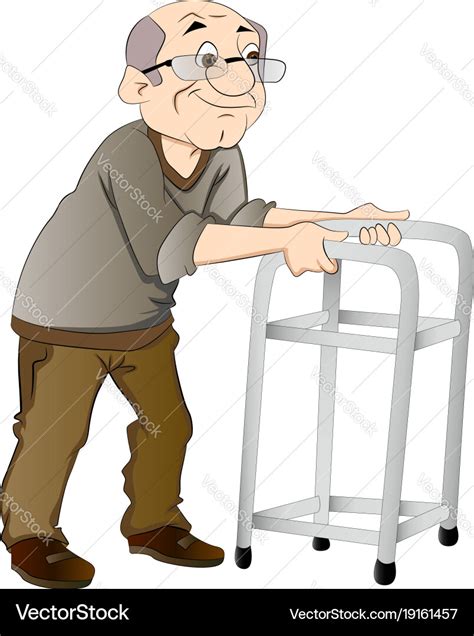 Old man using a walker Royalty Free Vector Image