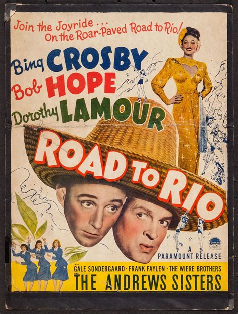 Road to Rio poster | Bing crosby, Old tv shows, Bob hope