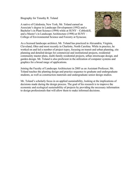 Biography for Timothy R. Toland