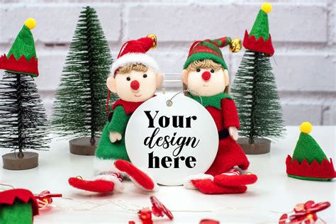 Round Ceramic Christmas Ornament Mockup. Sublimation Blank Circle Orna By Ok_design | TheHungryJPEG