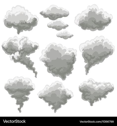 Cartoon smoking fog clouds Royalty Free Vector Image