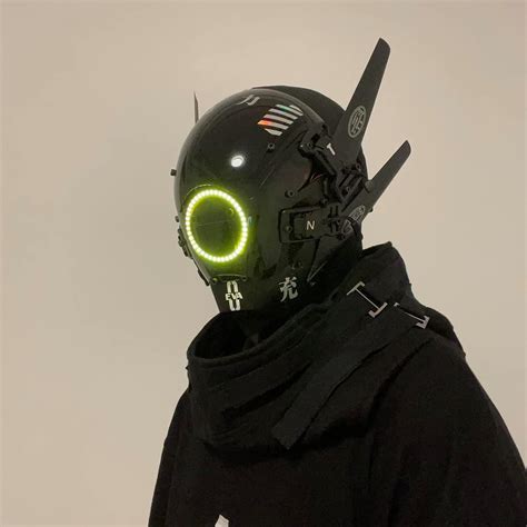 Amazon.com: DWIU Punk Helmet Mask Cosplay for Men, Cyberpunk Helmet Mask with LED Light ...