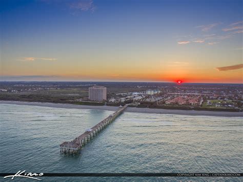 Juno Beach Pier Sunset from Ocean