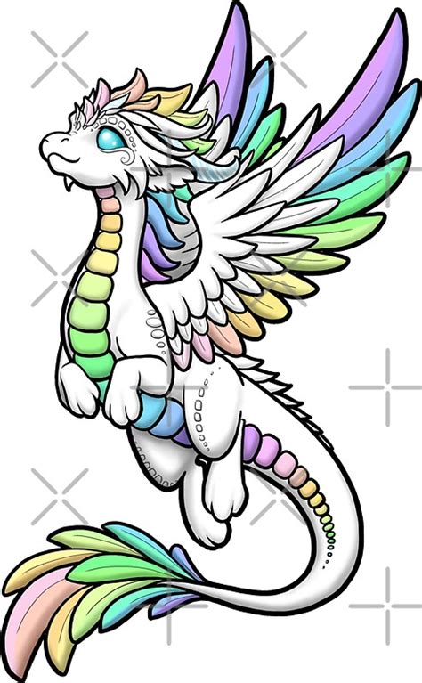 "Rainbow Angel Dragon" Stickers by Rebecca Golins | Redbubble