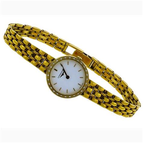 Ladies Vintage Longines 18K Yellow Gold Watch with Diamonds