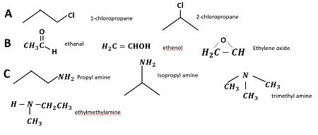 Draw all possible isomers for each molecular formula. a. C3H7Cl (two isomers) b. C2H4O (three ...