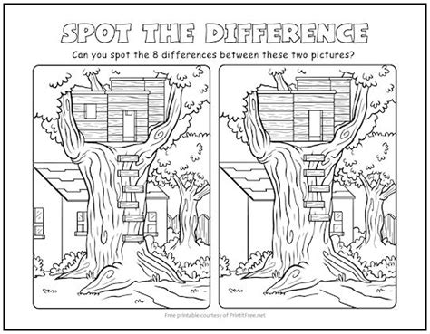 Treehouse Spot the Difference Picture Puzzle | Print it Free