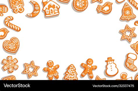 Christmas background cute gingerbread cookies Vector Image