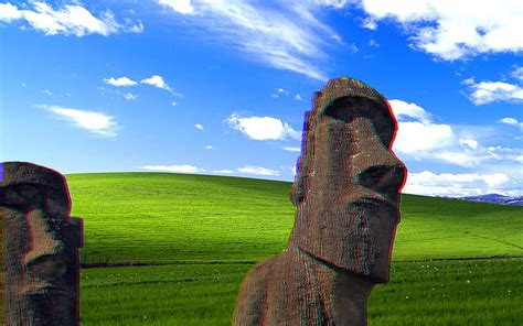 HD wallpaper: vaporwave, glitch art, Windows XP, hills, Moai | Wallpaper Flare