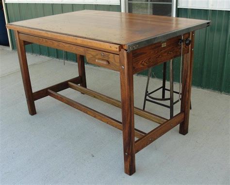 Vintage Industrial Hamilton Drafting Table Kitchen Island | Acier bois ...