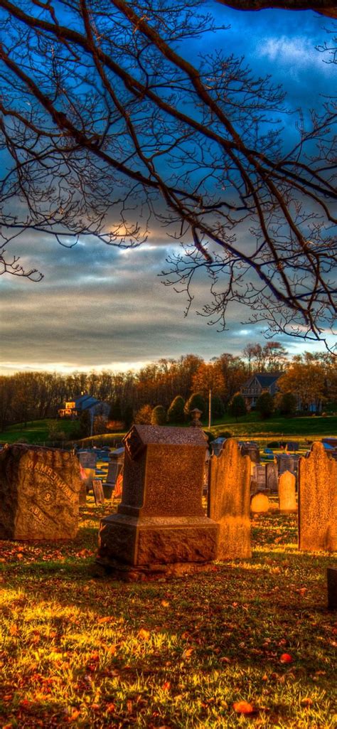 graveyard halloween timelapse photography cemetery wallpaper Iphone X ...