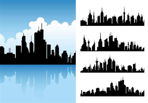 Pack Vector Vector City Skyline - Telecharger Vectoriel Gratuit, Clipart Graphique, Vecteur ...