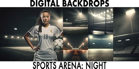 Night Sports Field Arena Backdrop, Set of 4, Photography School Sports ...