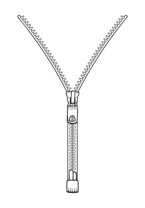 Hand-drawn zipper closure close-up. Zipper outline. Line art Vector ...