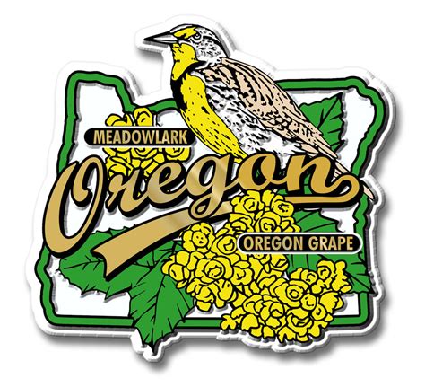 Oregon State Bird and Flower Magnet by ClassicMagnets.com