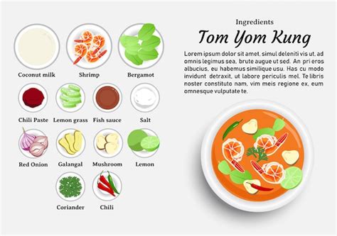 Premium Vector | Ingredients of tom yum kung