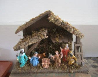 Vintage Nativity Creche. Made in Italy. Shabby chic Nativity / Creche. Primitive Creche ...