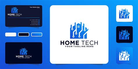 tech house logo with data chip and business card concept 10261399 Vector Art at Vecteezy