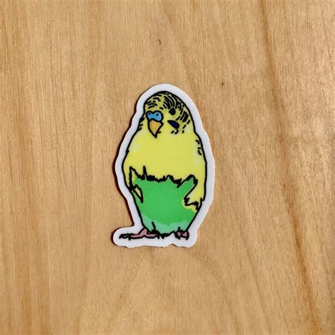 Angry Budgie 1in x 1.6in matte die cut sticker yellow | Etsy