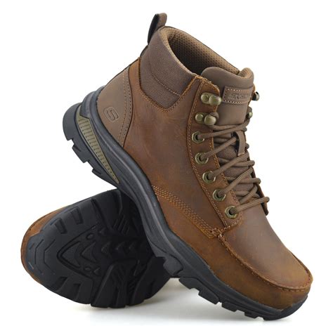 Mens Skechers Leather Wide Fit Memory Foam Casual Walking Ankle Boots Shoes Size | eBay