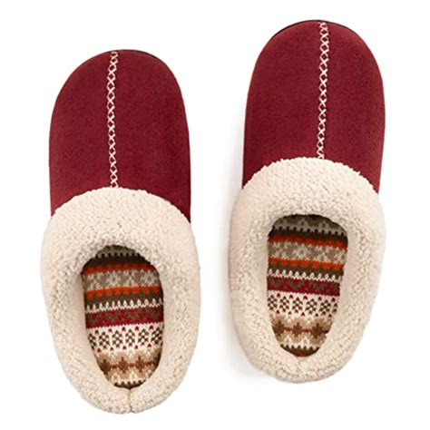 ULTRAIDEAS Women's Fair Isle Nordic Lined Slippers with Memory Foam(Red, Size 7-8) | Pricepulse