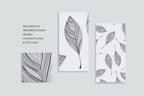 Leaf Lines Seamless Patterns | Graphic Patterns ~ Creative Market