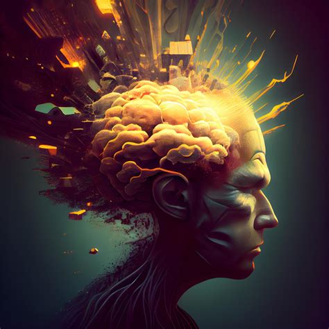 3d rendering of a human head with brain in digital art style, Image ...