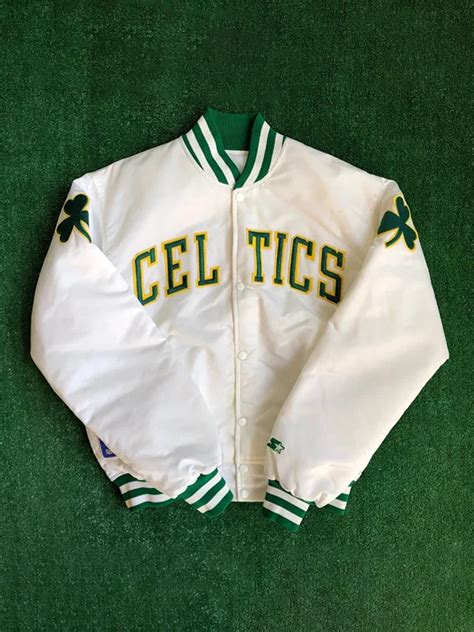 NBA Boston Celtics White Starter Satin Bomber Jacket