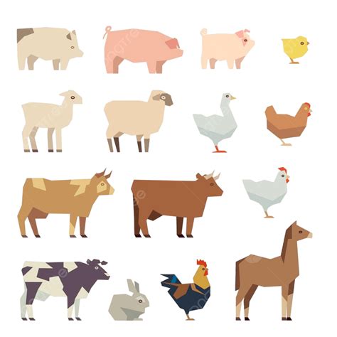 Farm Flat Vector Hd Images, Farm Animals Vector Flat Icons, Design, Chicken, Cattle PNG Image ...