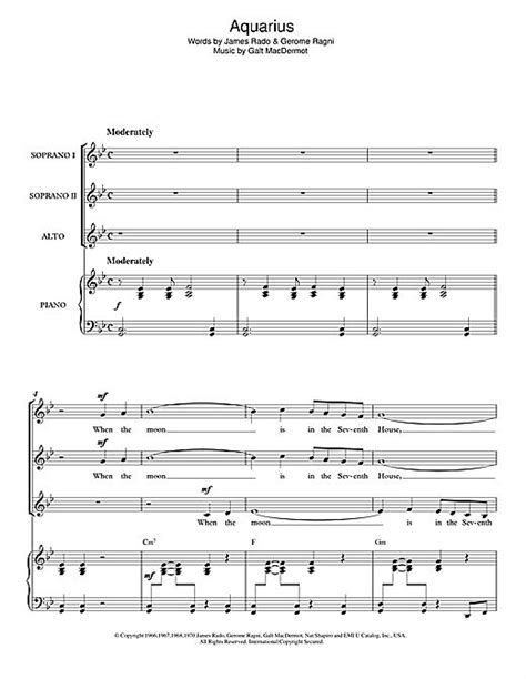 Galt MacDermot Aquarius (from 'Hair') Sheet Music, Notes & Chords in ...