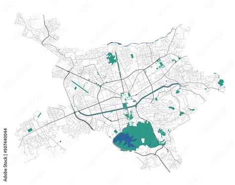 Tirana vector map. Detailed map of Tirana city administrative area ...