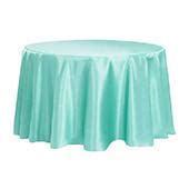Sleek Satin Tablecloth 120 Round - Light Turquoise