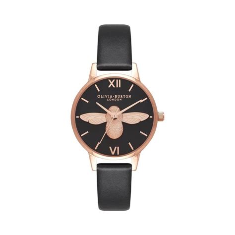 Olivia Burton Ladies' Vegan Friendly Vegan Black & Rose Gold Watch ...