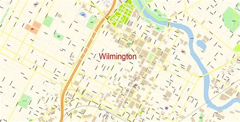 Wilmington PDF Map Vector Exact City Plan Delaware US detailed Street ...